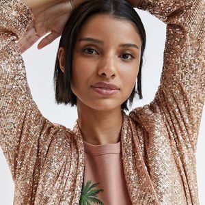 BB Dakota Sequin Jacket Gold size XL